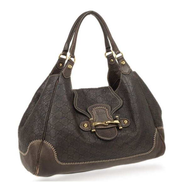 Pre-Loved GUCCI Guccissima Pelham Horsebit Large Shoulder Bag, Brown Leather - Picture 2 of 16